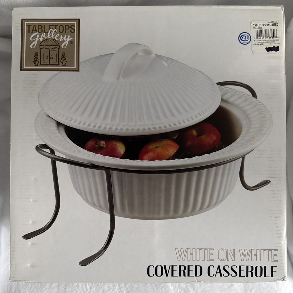 TABLETOPS GALLERY VILLABLANCA 9"X 3 1/4"DEEP RIBBED SERVINGBOWL W/LID & STAND